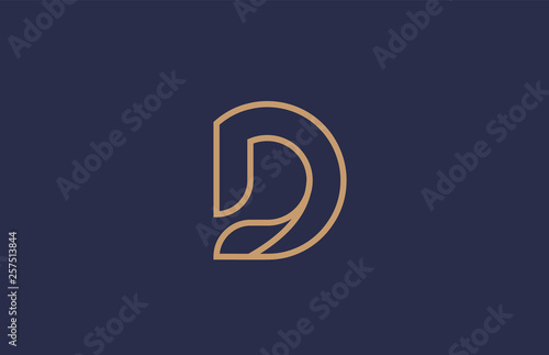 brown blue alphabet letter D logo company icon design