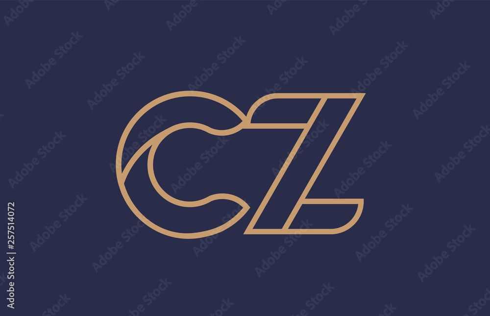 brown blue line alphabet letter CZ C Z logo combination company icon design - obrazy, fototapety, plakaty 