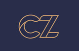 brown blue line alphabet letter CZ C Z logo combination company icon design