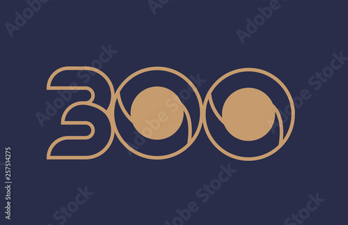 brown blue line number 300 logo company icon design
