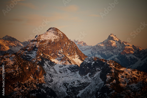 Evening light on Williams Peak and Mount Redoubt.  photo