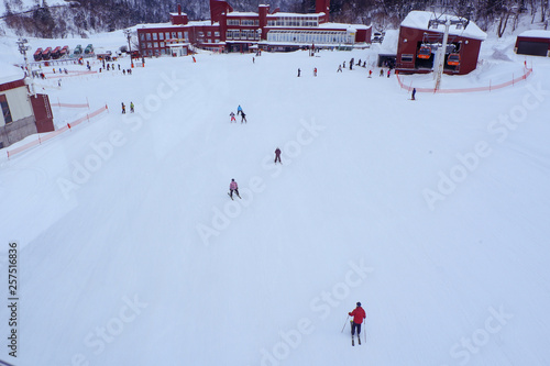 Winter holidays skiing at Sapporo Kokusai, Hokkaido, Japan. photo