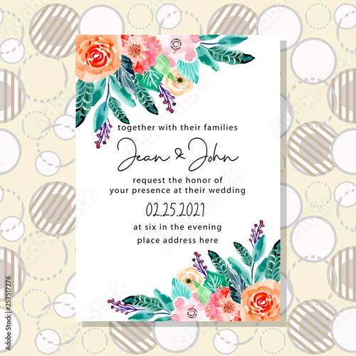 wedding invitation card with circle pattern background
