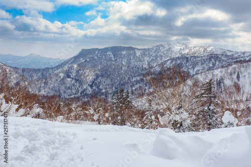 Beautiful view from snow covered moutain at Sapporo Kokusai, Japan.