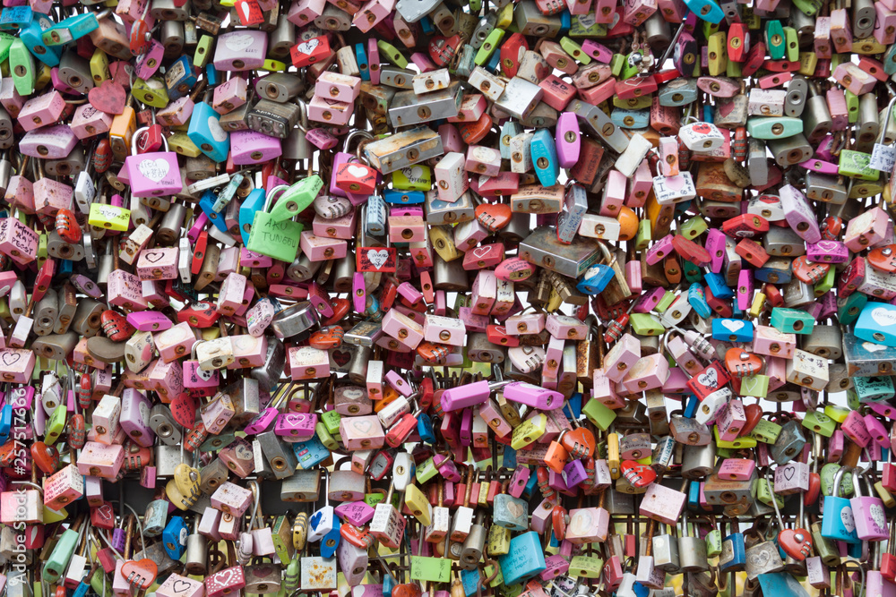Colorful love padlocks, Seoul, Namsan Park