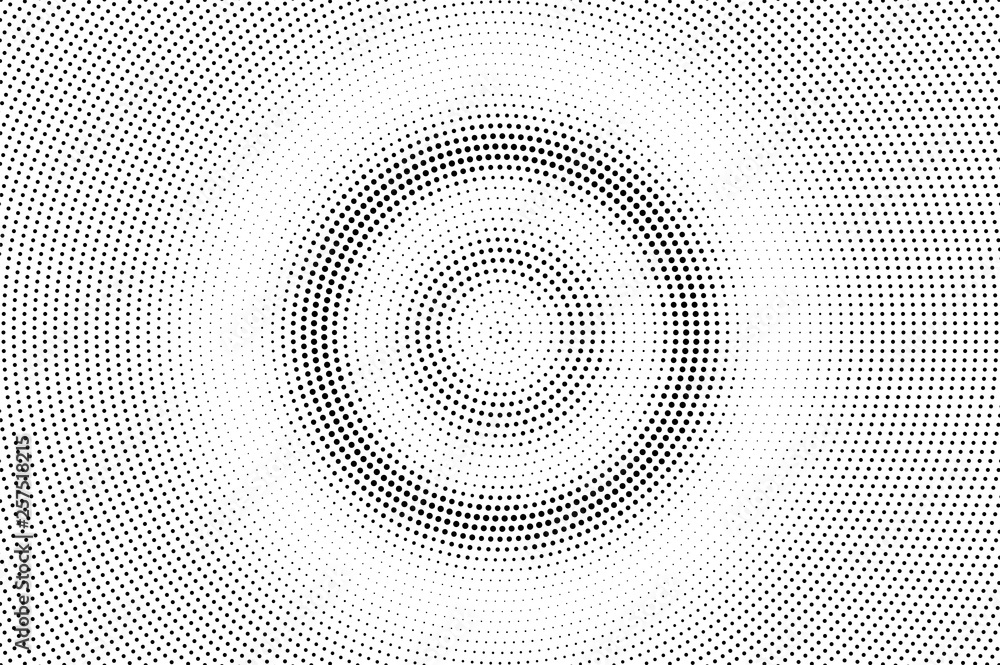 Black and white halftone vector background. Centered dot gradient. Faded dotwork surface. Micro dotted halftone.