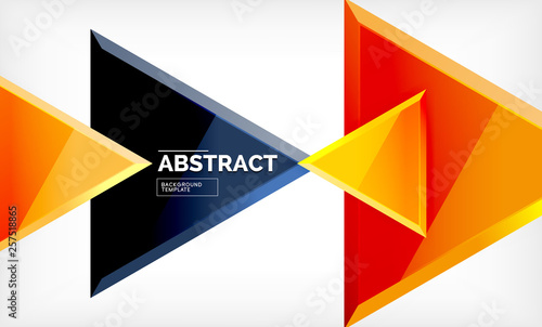 Free Download Triangles repetiton geometric abstract background, multicolored glossy triangular shapes, hi-tech poster cover design or web presentation template with copy space - GFXLoad