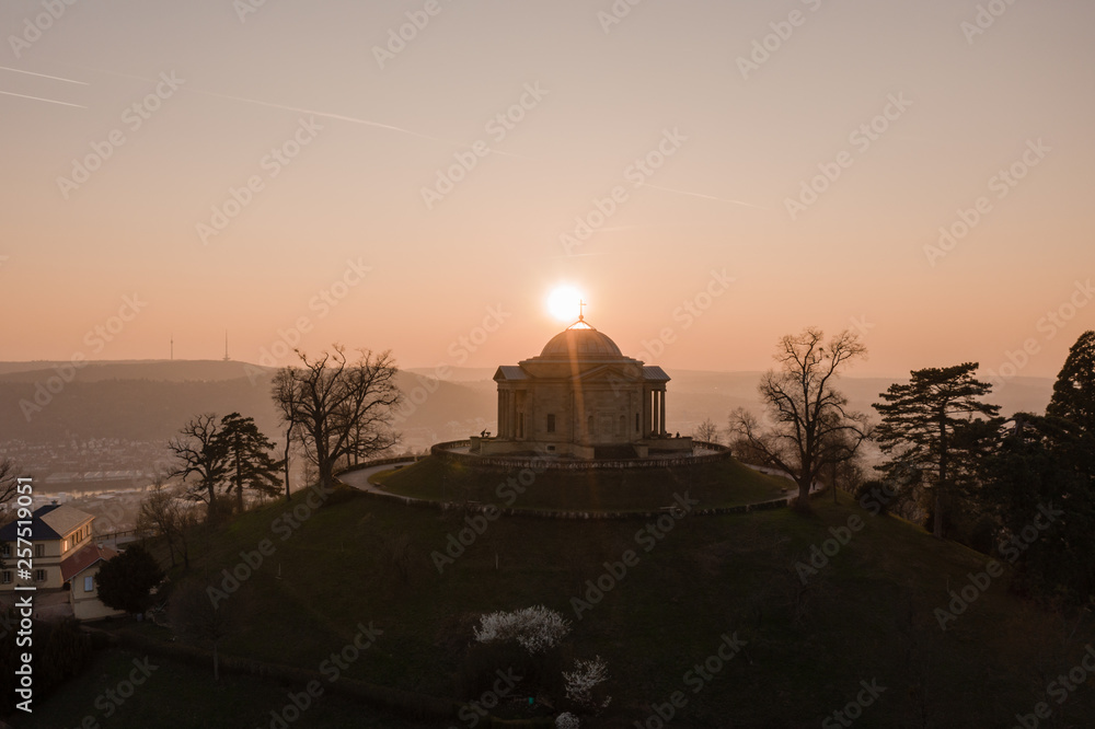 Sundown view of the Grabkapelle, Rotenberg, Stuttgart, Germany 