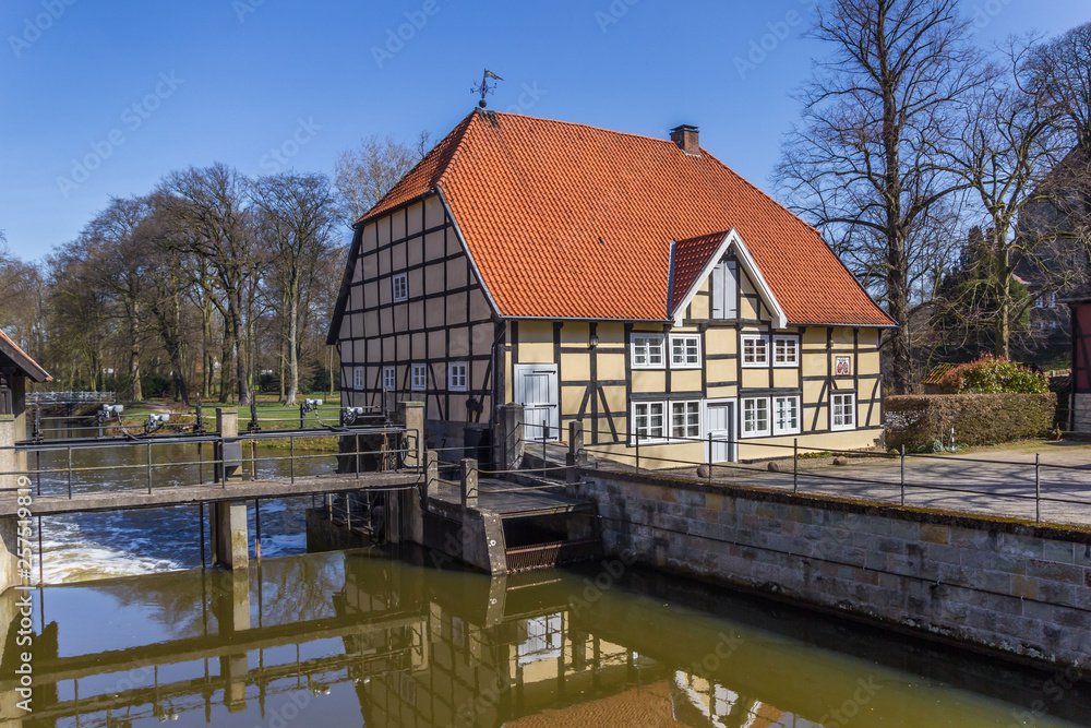 Old water mill at the castle of Rheda-Wiedenbruck, Germany