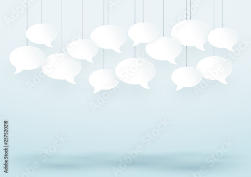 Speech Bubbles Hanging On Strings White 3d Vector