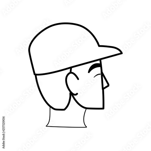 young man head with cap character