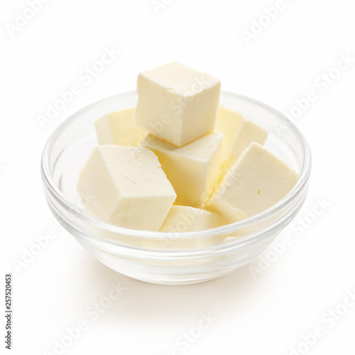 Cubes of butter in bowl