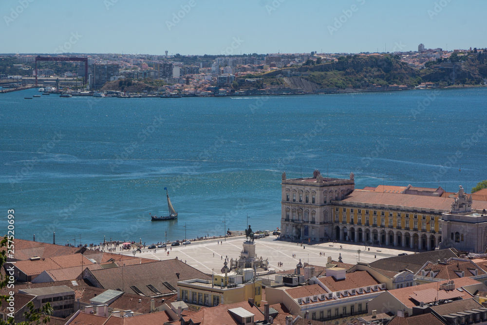 view over commercial square in lisbon