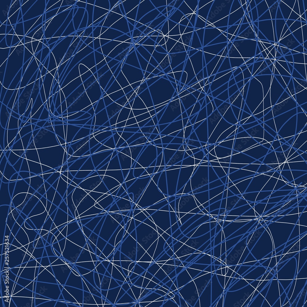 Chaotic blue and white lines on a dark background