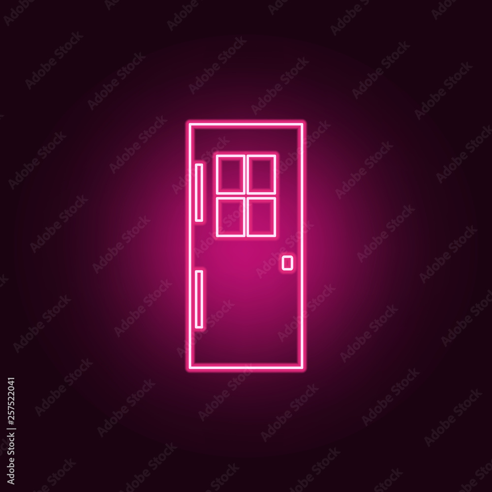 door with window icon. Elements of Door in neon style icons. Simple icon for websites, web design, mobile app, info graphics