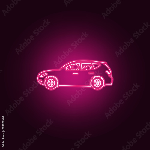 family in the car icon. Elements of Family in neon style icons. Simple icon for websites  web design  mobile app  info graphics
