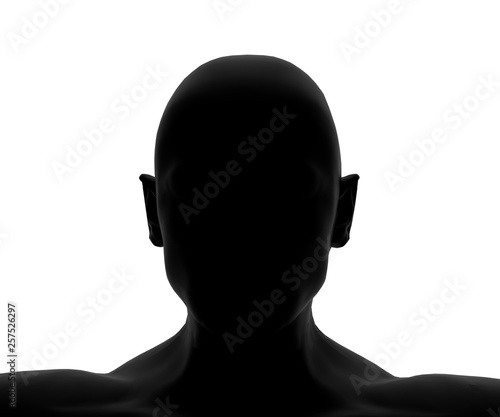 Human Man Front close up on isolated White 3D Rendering