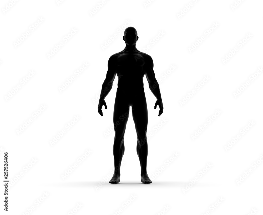 Human Man Standing With Nude Body 3D Rendering Human Man Standing With Nude Body 3D Rendering