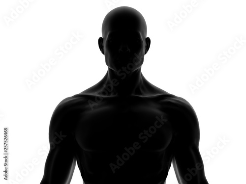 Human Man Front close up on isolated White 3D Rendering