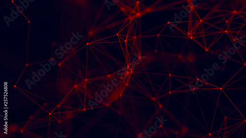 Big data visualization. Abstract background with connecting dots and lines. 3D rendering. High resolution.