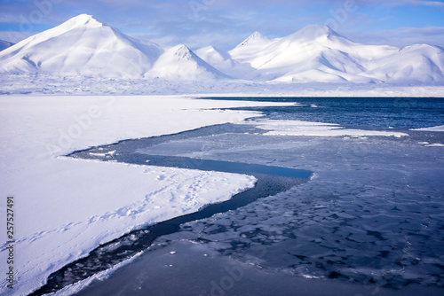 Mountain landscape in the arctic sea