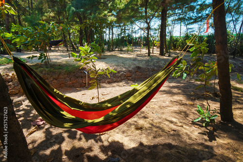 hammock among trees near Indian Ocean