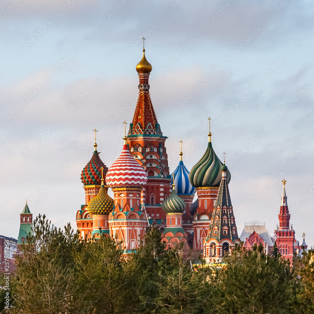 Saint Basil's Cathedral on the Red Square in Moscow, fragment view. Russia.