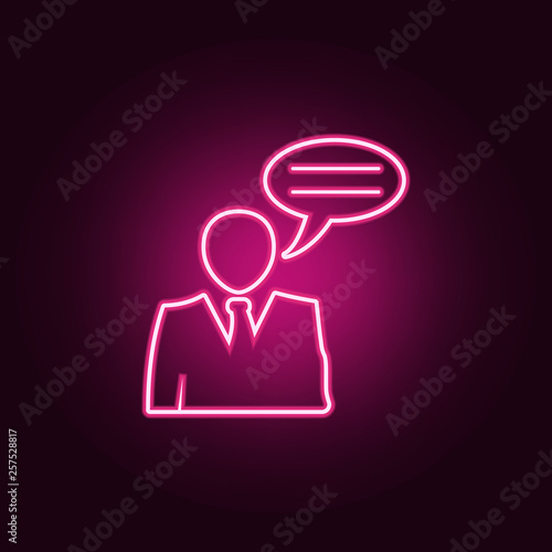 business interview icon. Elements of HR & Heat hunting in neon style icons. Simple icon for websites, web design, mobile app, info graphics