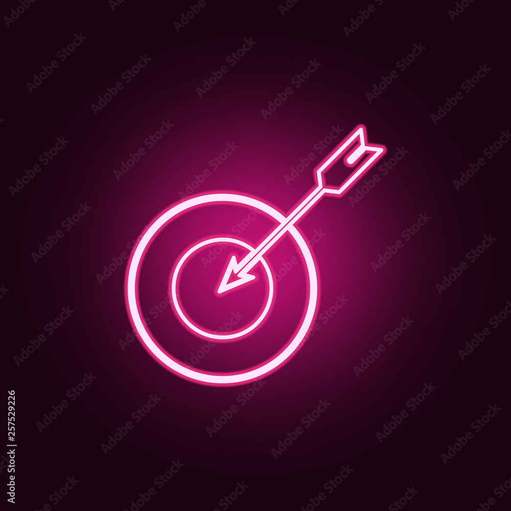 goal and bow icon. Elements of HR & Heat hunting in neon style icons. Simple icon for websites, web design, mobile app, info graphics goal and bow icon. Elements of HR & Heat hunting in neon style icons. Simple icon for websites, web design, mobile app, info graphics