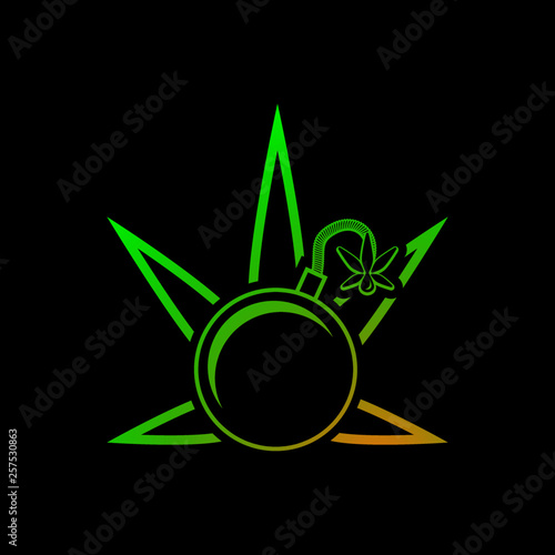 Logo of medical cannabis. Illustration of a medical cannabis logo on a black background