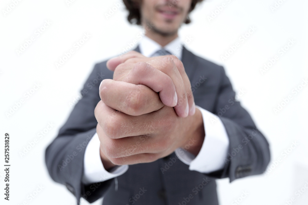 Close up on male clenched hands. Close up on male clenched hands.