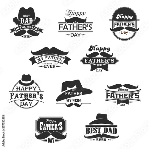Happy Father Day mustaches and hat icons