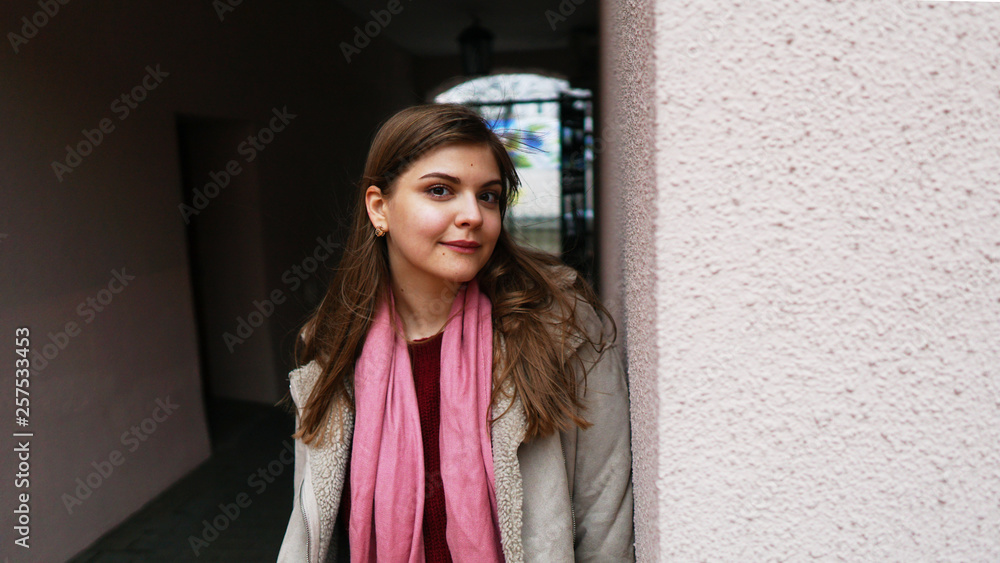 Fototapeta premium beautiful model girl and fence