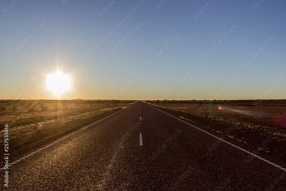 straight road on the Stuart Highway north of copper pedy, South Australia,