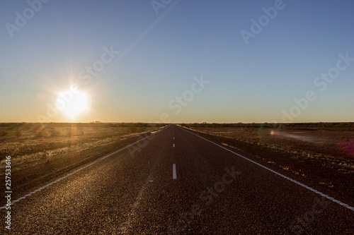 straight road on the Stuart Highway north of copper pedy, South Australia,