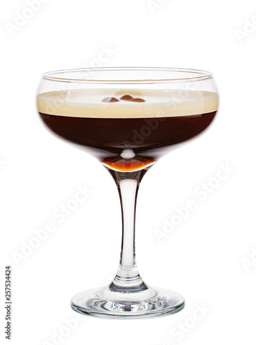 Espresso Martini. Alcohol cocktail isolated on white
