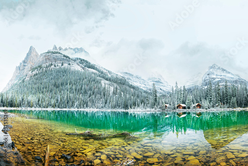 Lake O Hara in winter, Yoho National Park, Field, British Columbia, Canada photo