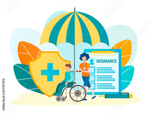 Сoncept of health and life insurance, assistance and rehabilitation for people with disabilities