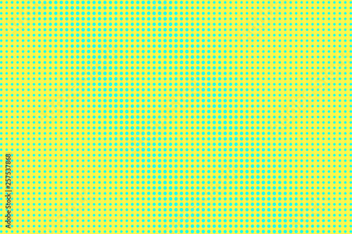 Yellow green halftone vector background. Frequent halftone texture. Regular dotwork gradient. Vibrant dotted halftone