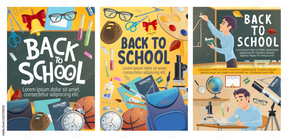 Obraz premium Back to school education study season posters