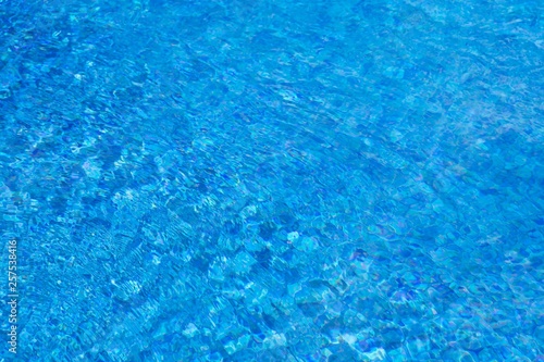 water ripples in swimming pool, blue background