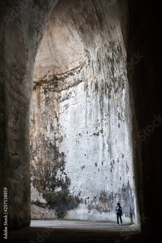 Entrance of Orecchio di Dionisio cavern, Neapolis, Siracusa, Sicily, Italy photo