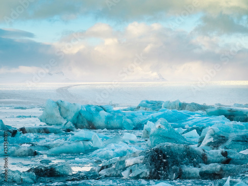 Ice chunks at Glacier Lagoon, Southern Iceland, Iceland photo