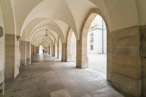 Architectural arcade, Minoritenkirche, Vienna, Austria photo