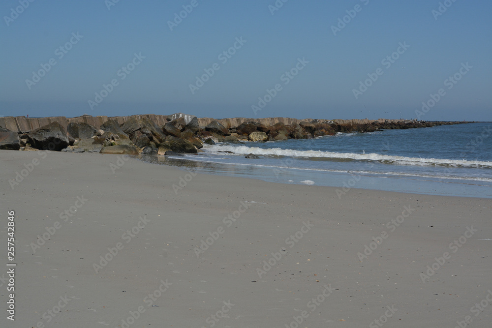 The Jetty Breakwater on Fernandina Beach, Fort Clinch State Park, Nassau County, Florida USA