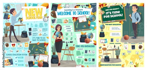 Back to school student study and education poster