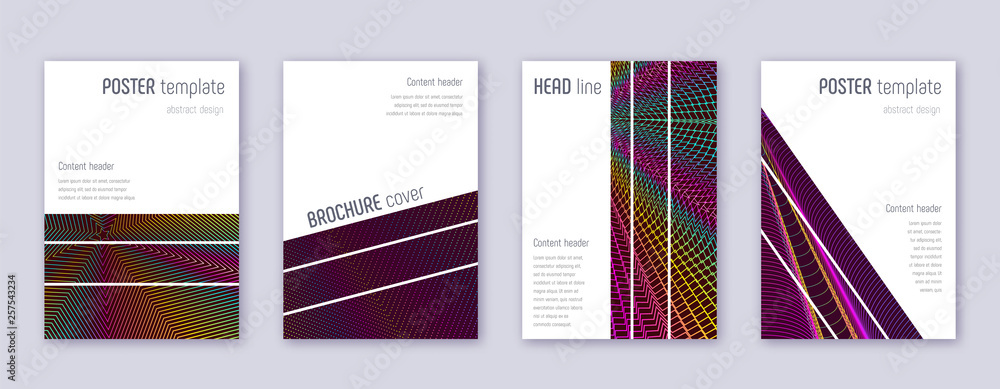 Geometric brochure design template set. Rainbow ab
