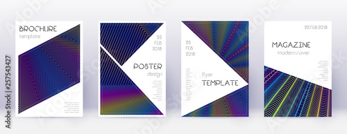 Triangle brochure design template set. Rainbow abs