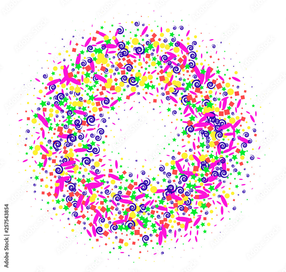 Circle of glitter confetti particles tor explosion Circle of glitter confetti particles tor explosion