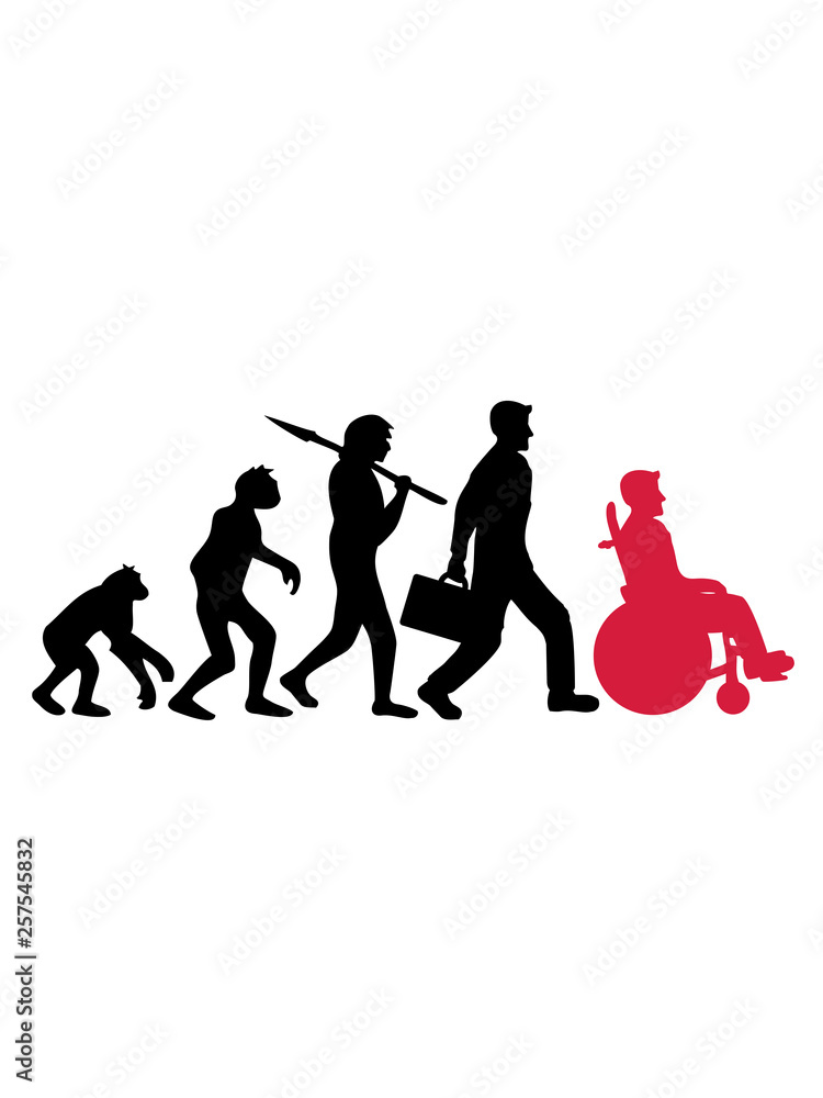 Obraz premium evolution rollstuhl entwicklung silhouette behinderung gehen laufen sitzen rollen stuhl schieben fahren räder krank krankenhaus betreuen krankenpfleger erholen clipart design